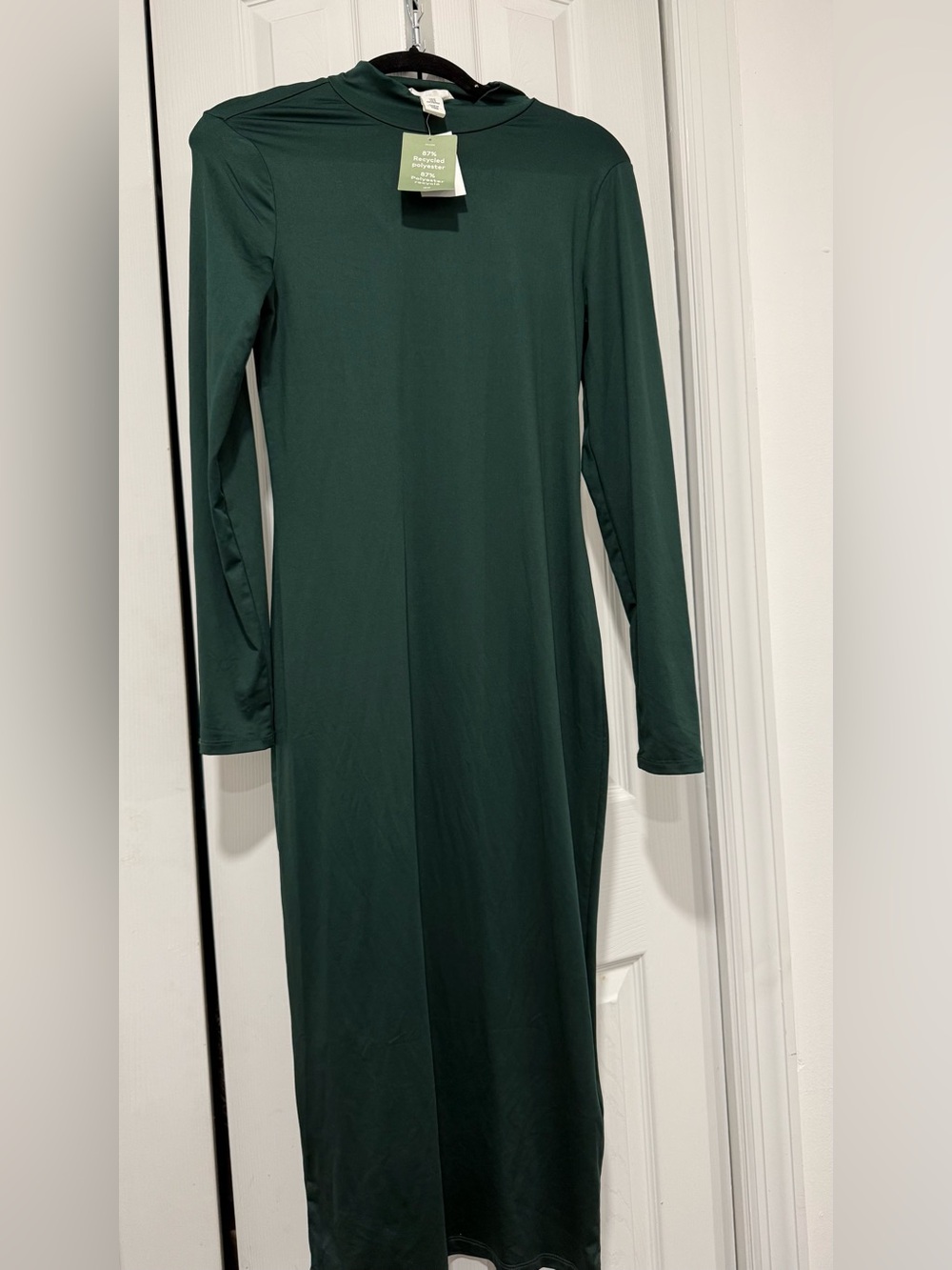 H&M Forest Green Long Sleeve Midi Dress